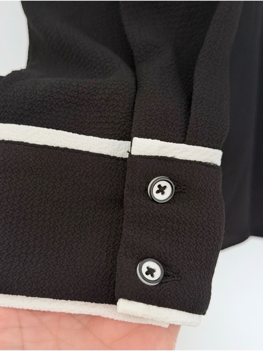 CeCe Black Blouse with White Piped Collar - Picture 4 of 5